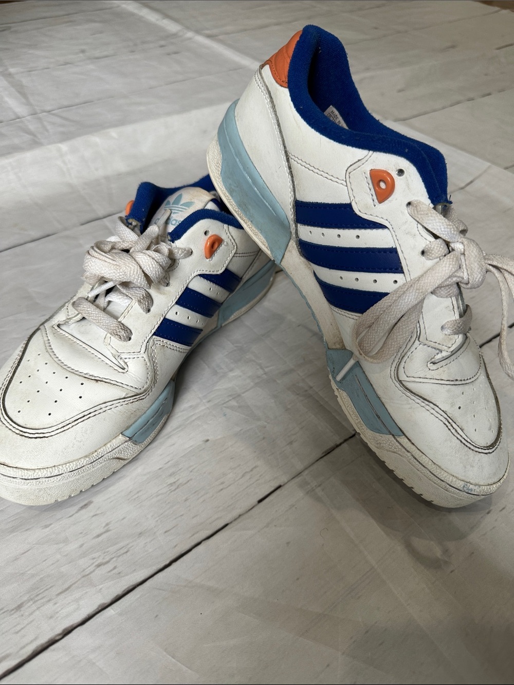 adidas Rivalry Low White Blue and Orange Sneakers size 8 men’s
